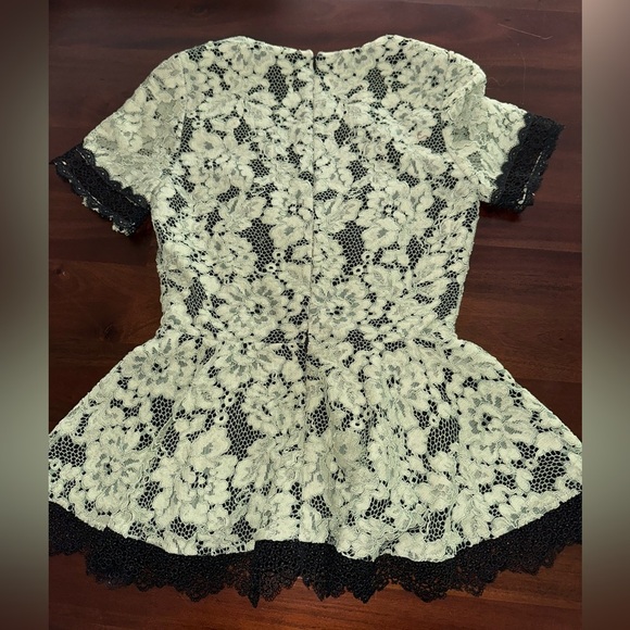 ALEXIS Peplum Lace V Neck Top in Sage - Picture 4 of 6